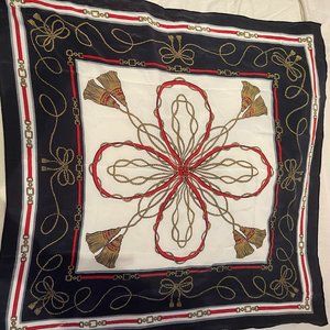 STUNNING Vintage Navy Gucci-Style Silk Scarf